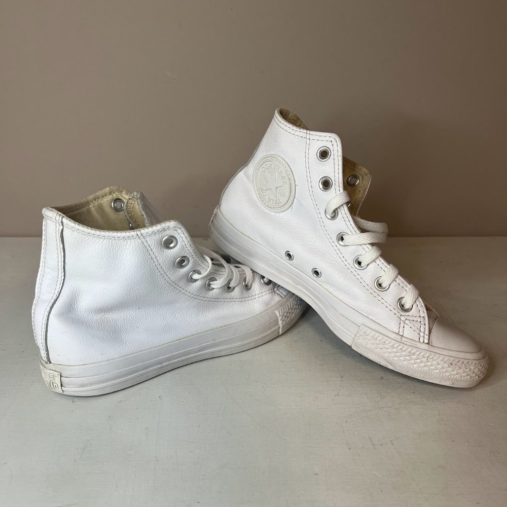 Converse White Leather High Top Sneakers